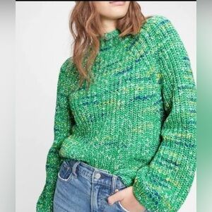 GAP Marled Green Chunky Mock Neck Sweater Medium